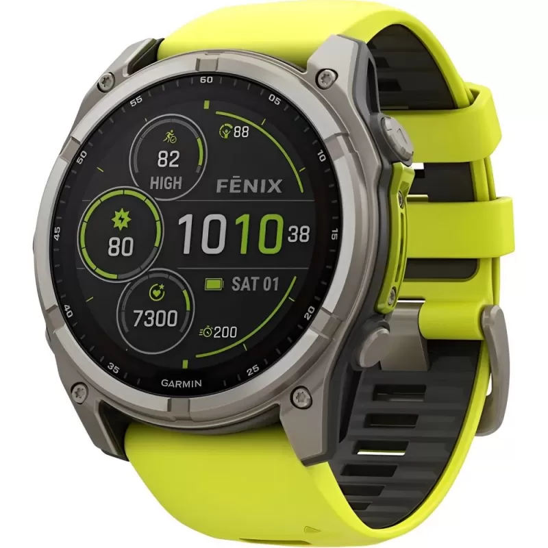 Reloj GPS Garmin Fenix 8 51mm Solar Sapphire 010-02907-20 - Titanium/Graphite Yellow