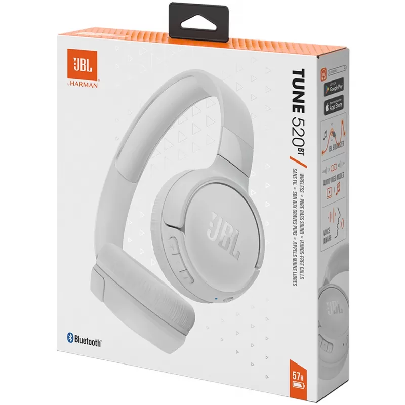 Auricular JBL Tune 520BT Bluetooth - White