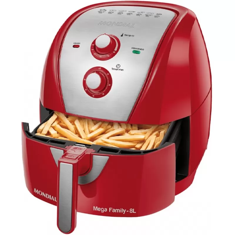 Freidora Eléctrica Mondial Air Fryer Mega Family AFN-80RI 1900W 220V 8L - Red