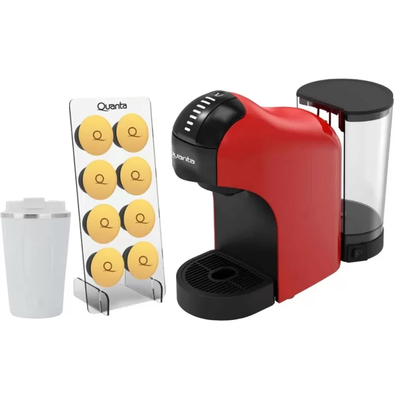 Cafetera Eléctrica Multi Capsulas Quanta Pure Flavour QTCMC50 1400W 220V Red/Black + Coffee Mug