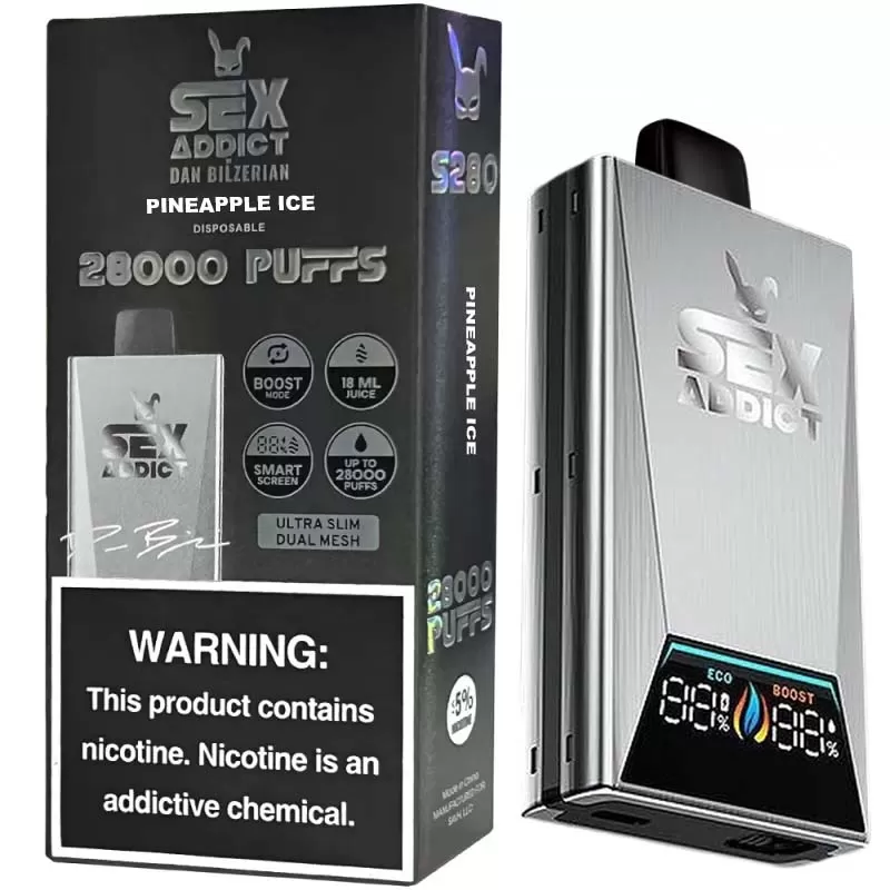 Vaper Descartable Sex Addict By Dan Bilzerian S280 Silver 5% Nicotina 28000 Puffs - Pineapple Ice