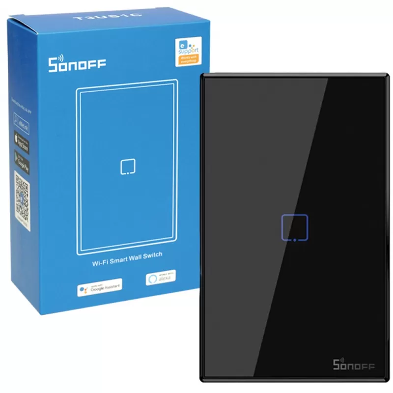 Interruptor de Pared Smart Sonoff T3US1C Wi-Fi 2V - Black