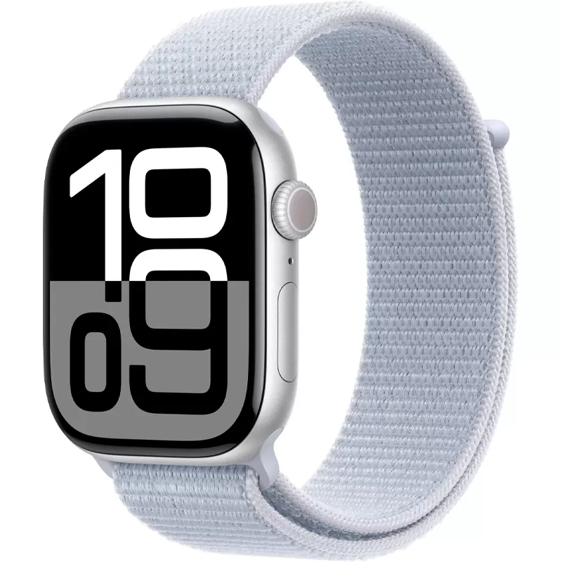 Apple Watch Series 10 MWWN3LW/A 46mm GPS - Aluminum Silver/Blue Cloud Sport Loop