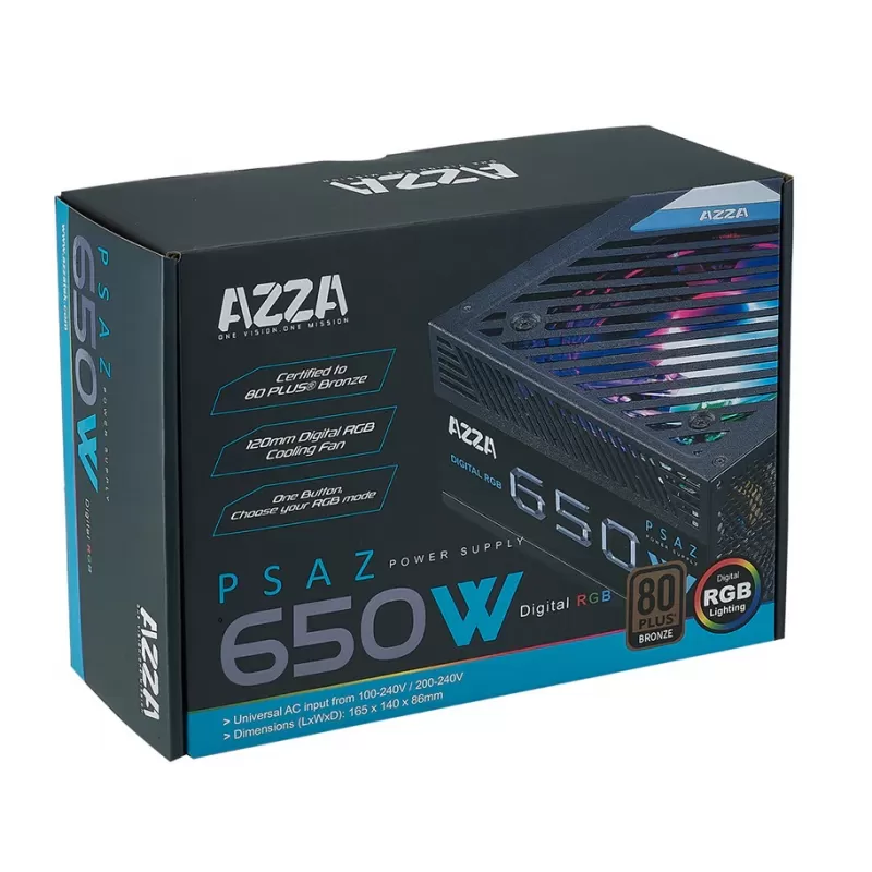 Fuente de Alimentación Azza 650W PSAZ-650W (ARGB) 80 Plus Bronze