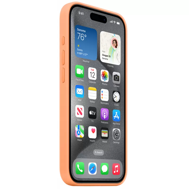 Apple Capa iPhone 15 Pro Silicone Case MT1H3ZM/A with MagSafe - Orange Sorbet