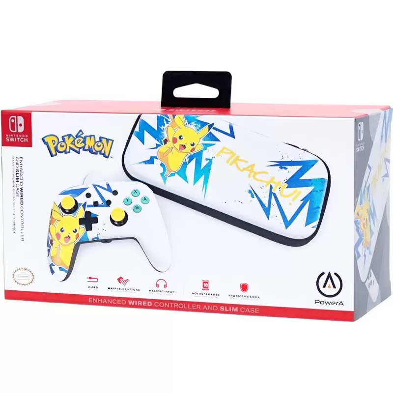 Control PowerA Nintendo Switch + Estuche Protector Slim Pikachu High Voltage (PWA-A-03101)