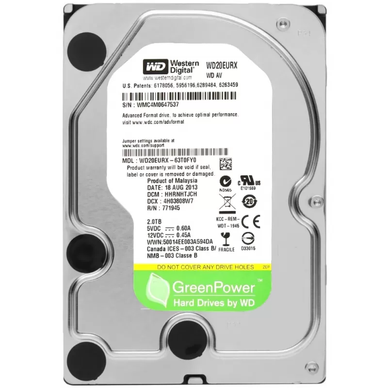 HD Interno SATA III Wersten Digital Pull 2TB 3.5" WD20EURX