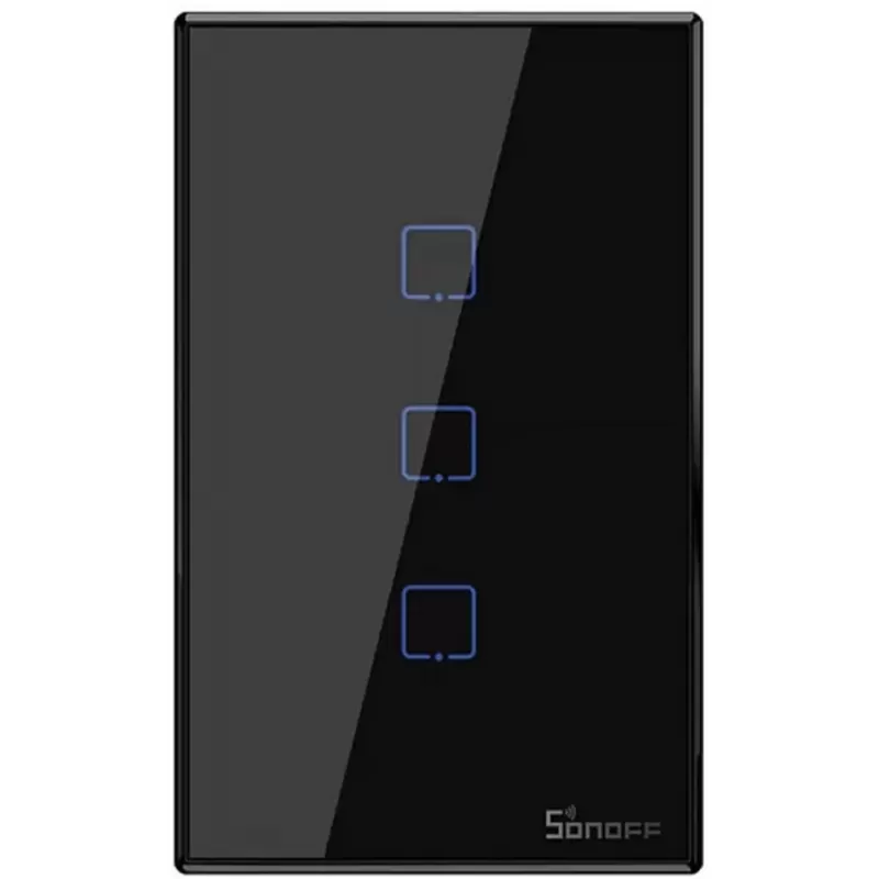 Interruptor De Pared Smart Sonoff T3US3C Wi-Fi/3 Botones Bivolt Negro