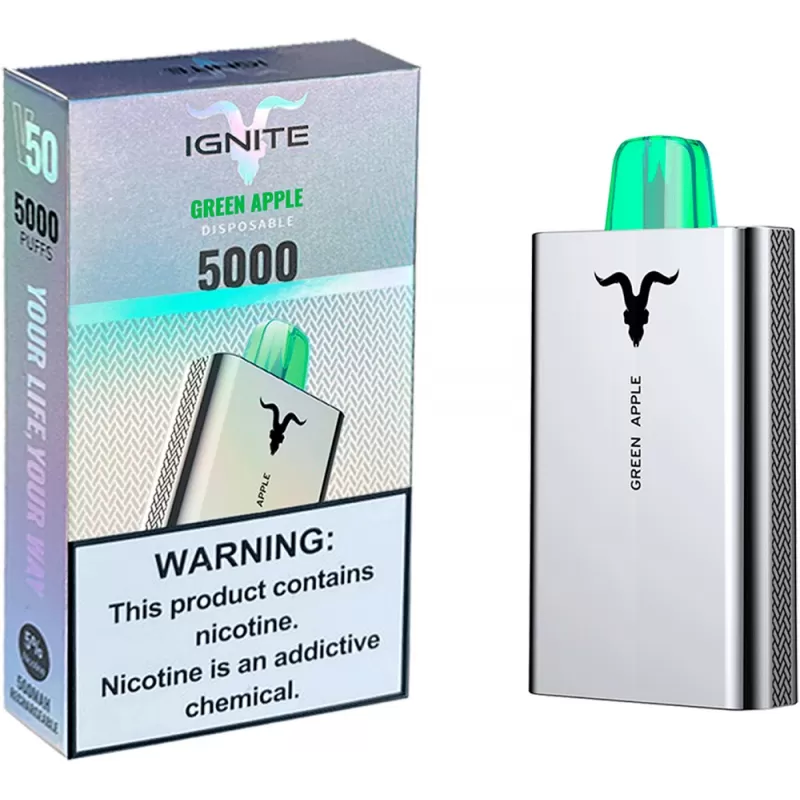 Vaper Descartable Ignite V50 5% Nicotina 5000 Puffs - Green Apple