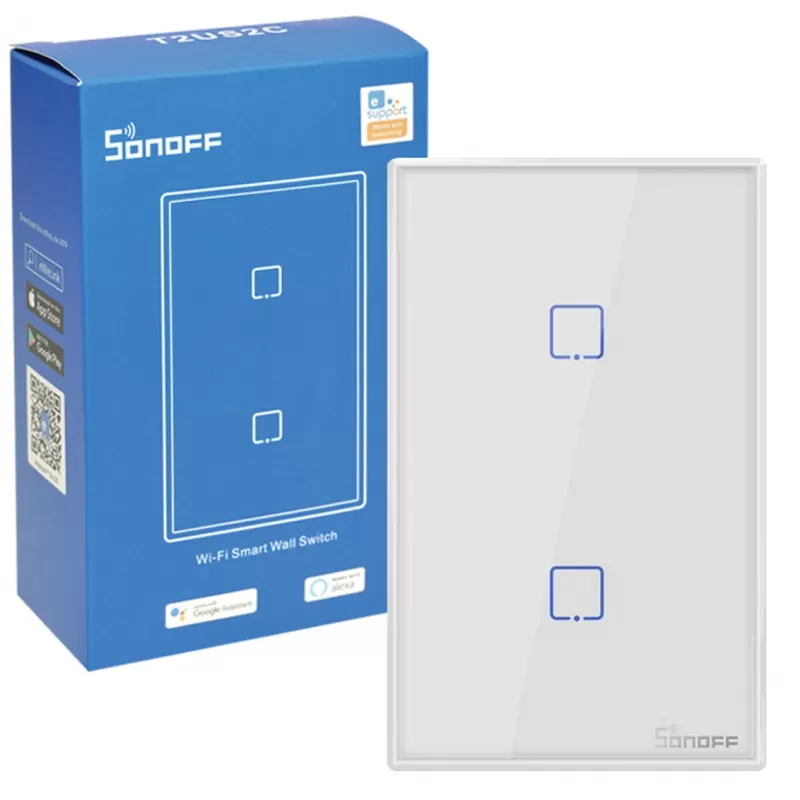 Interruptor de Pared Smart Sonoff T2US2C Wi-Fi 2V - White