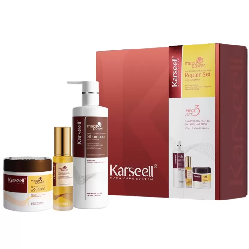 Kit Karseell Maca Power Shampoo Moisture 500mL + Serum Capilar 50mL + Mascarilla Capilar 500mL