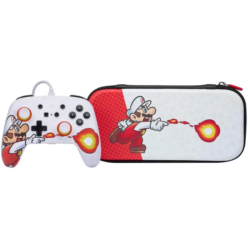 Control PowerA Nintendo Switch + Estuche Protector Slim Mario Fireball (PWA-A-02251)