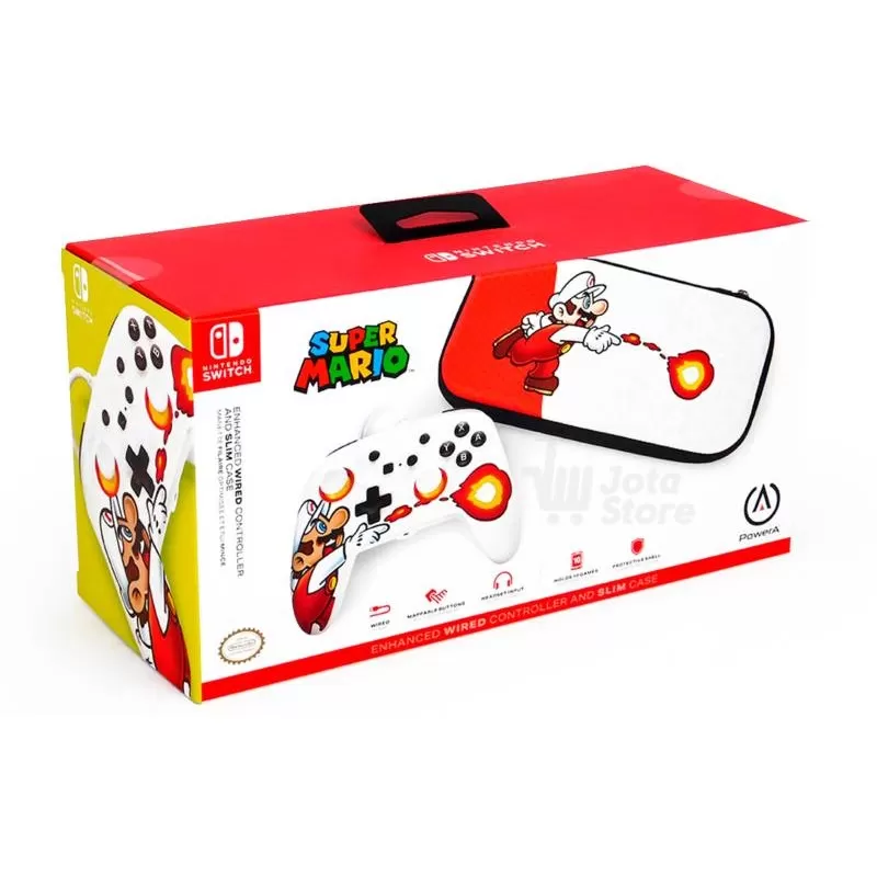 Control PowerA Nintendo Switch + Estuche Protector Slim Mario Fireball (PWA-A-02251)