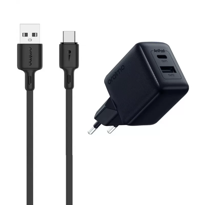 Cargador Oraimo OCW-5183E+C53 USB-A/USB-C 18W - Bl...