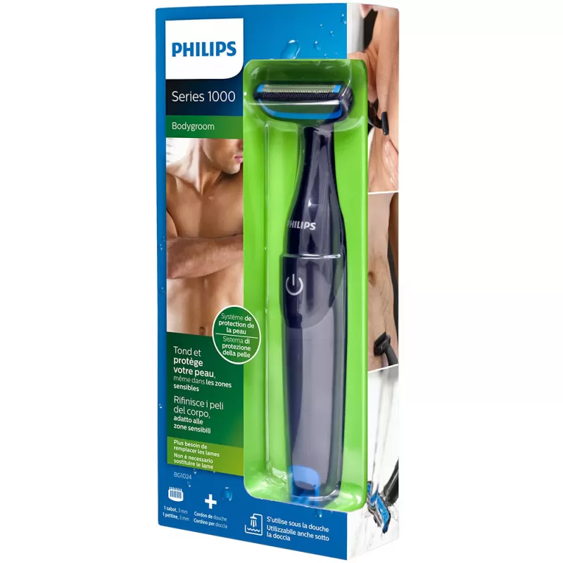 Afeitadora Corporal Philips Bodygroom series 1000 BG-1024/16 - Black/Blue