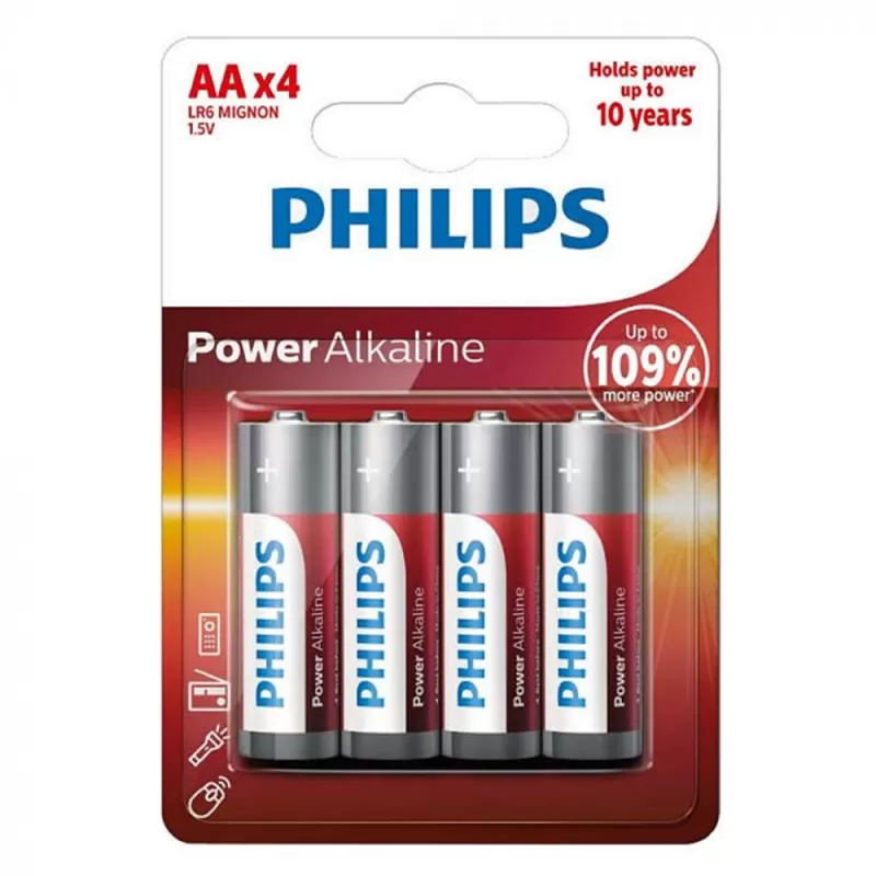 Pila Philips Alkalina AA LR6P4B  - (4 Unidades)