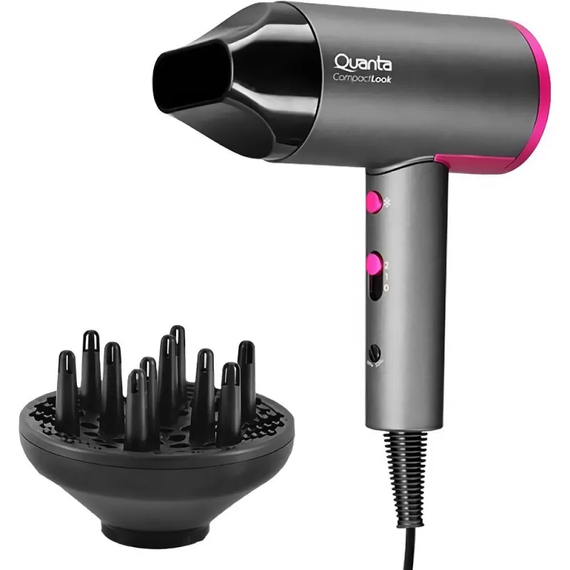 Secador de Cabello Quanta QTSCP20 2000W 2V - Gris/Rosa