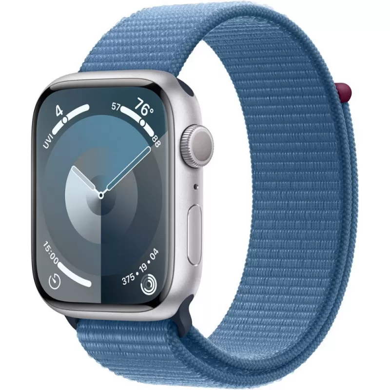 Apple Watch Series 9 MR9F3LL/A 45mm GPS - Silver Aluminum/Winter Blue Sport Loop