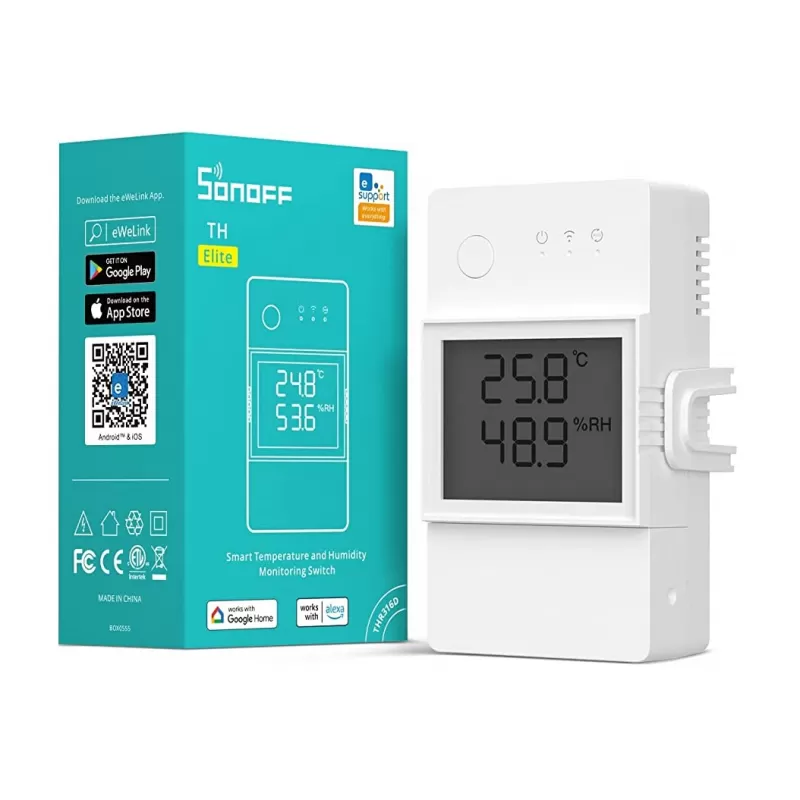 Interruptor Smart Sonoff THR316D Elite con Monitoreo de Temperatura/Humedad 16A Bivolt - White