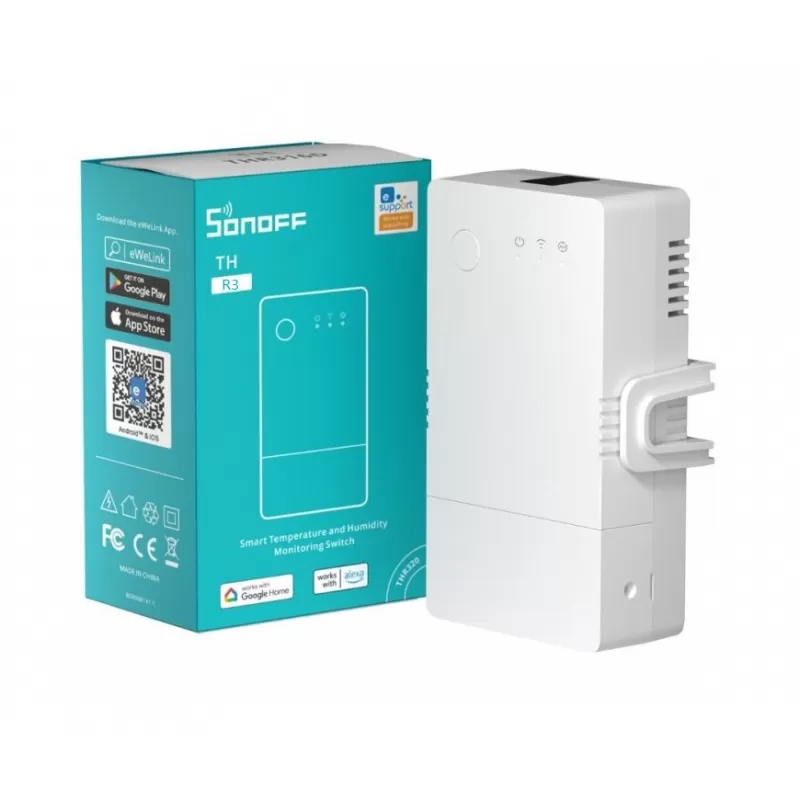 Interruptor Smart Sonoff THR320 Monitoreo de Temperatura/Humedad 20A Bivolt - White