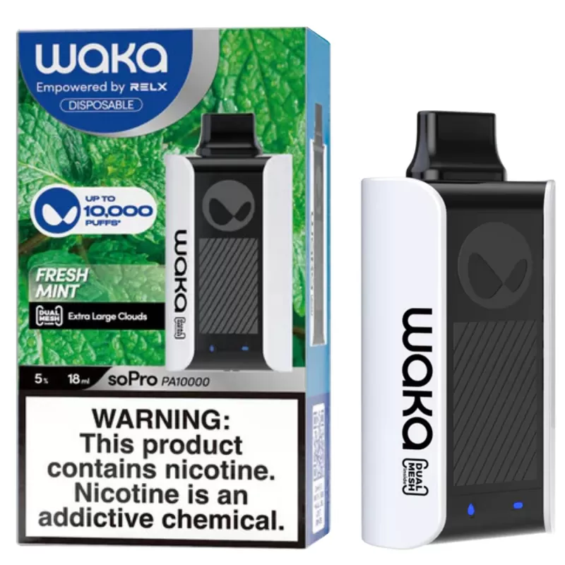 Vaper Descartable WAKA soPro PA10000 5% Nicotina 10000 Puffs - Fresh Mint