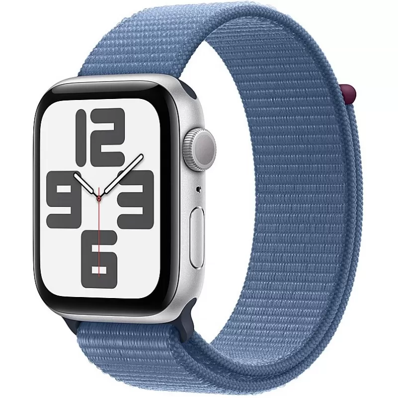 Apple Watch SE 2nd Generation MREF3LL/A 44mm GPS - Silver Aluminum/Winter Blue Sport Loop